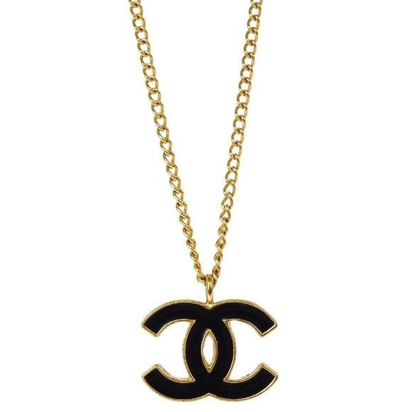 Chanel CC Chain Necklace Pendant Gold Black 02A 195731 - Picture 1 of 4